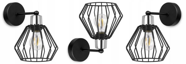 VÆGLAMPE, FIRKANTET LAMPE, METALLAMPE, TRÅD, LED