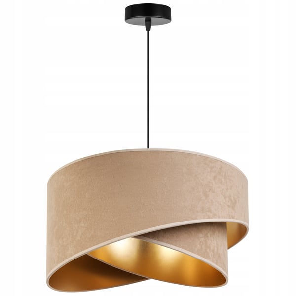 HÆNGENDE LAMPE LOFTSKRONE GYLDEN FLØJLSSKÆRM