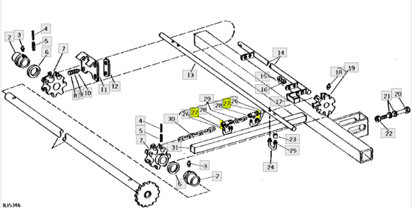 Låsningsmutter 12.7 mm 1/2 John Deere 100 1008 1050K 111 1207 1217 K40014