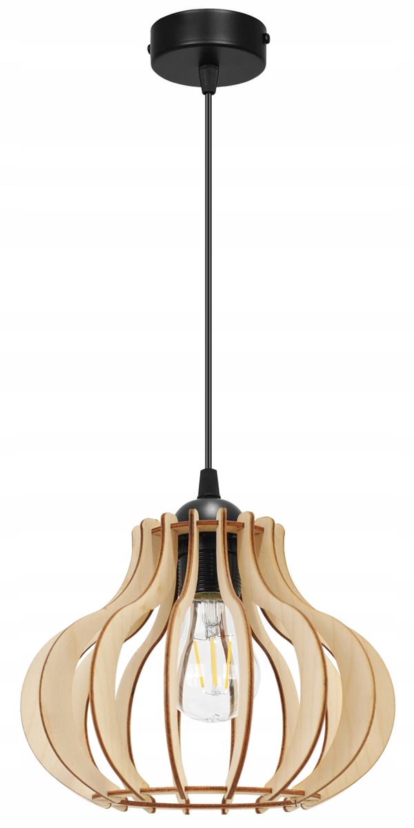 Hængende lampe, loftslysekrone, træ, LED lampeskærm