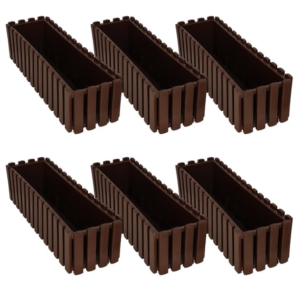Balkongkrukslåda för räcke rustik brun 60 cm 6-pack