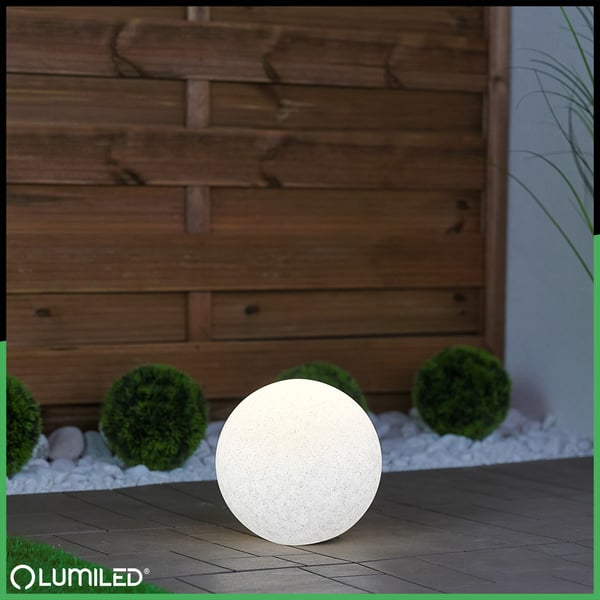 Havelampe udendørs STONE LED-kugle LUMIKULA 20cm E27 IP65 LUMILED