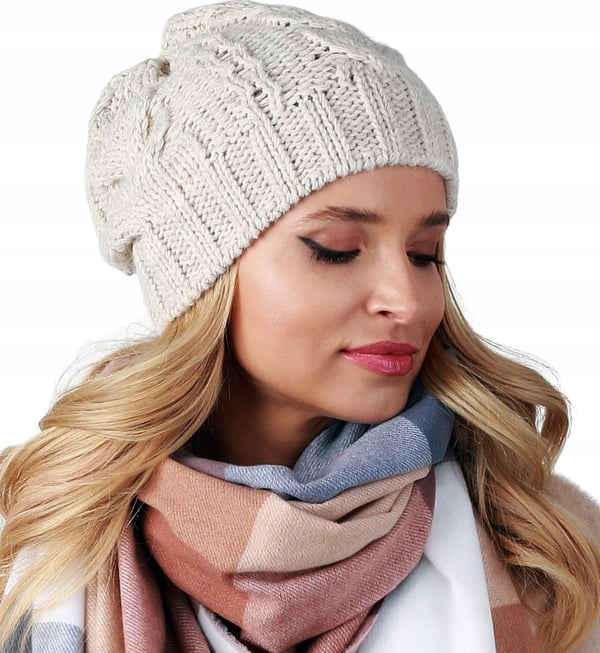 Beige damhatt med tjock väv - A4