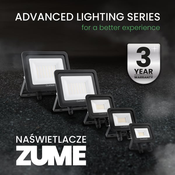 ZUME LED-strålkastare 10W 1100lm 4000K IP65 Svart Advanced Lighting-serien LUMILED