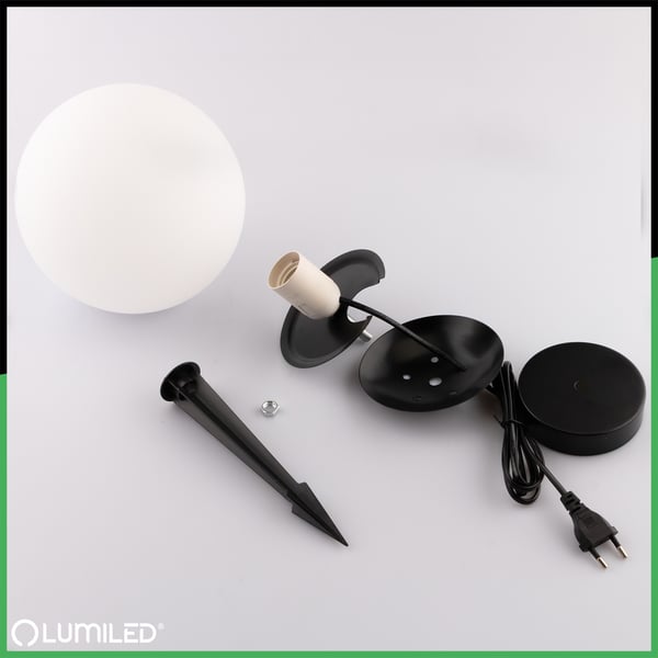 Udendørs havelampe LED kugle LUMIKULA2 20cm E27 IP65 LUMILED
