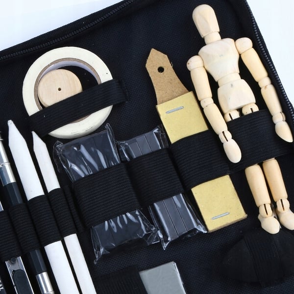 Stort set med skisspenslor i pennfodral 36 delar