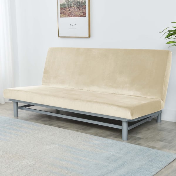 Kermanvärinen samettinen sohvanpäällinen 190-210cm