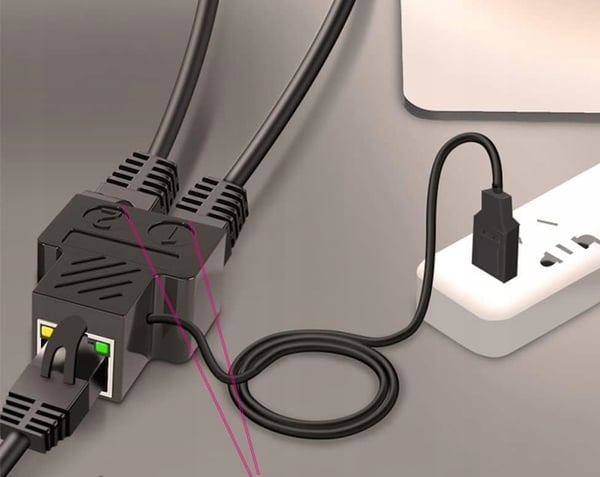 SPLITTER LAN 1x2 ADAPTER SWITCH SPLITTER 2xRJ45 ETHERNET 100Mbps