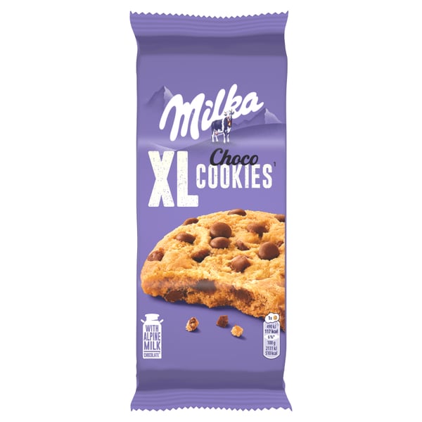 Milka XL Cookies Chocolate Cookies maitosuklaapaloilla 184 g Milka XL Cookies Chocolate Cookies maitosuklaapaloilla 184 g