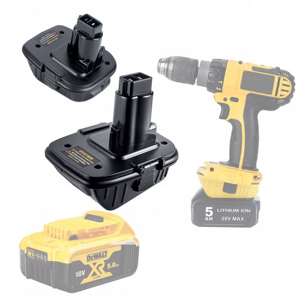 Dewalt DCB201 adapter för Dewalt och Milwaukee 18V batterier gul/svart