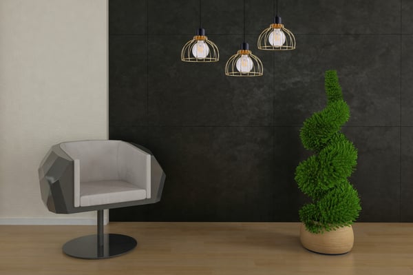 Lofthængende lampe med lysekrone i gylden edderkop-stil