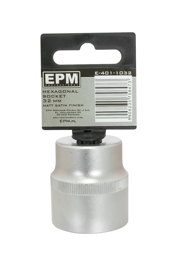 KORT TOPNØGL 1/2'' 6-VINKEL SATIN 27MM - E-401-1027