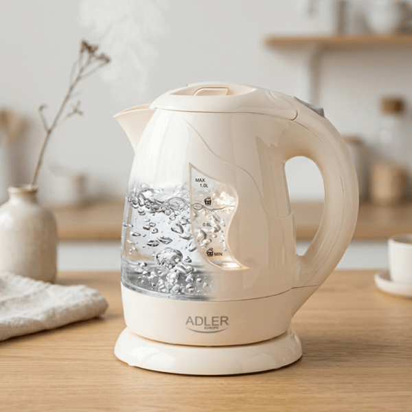 Adler elektrinen vedenkeitin 1L, moderni muotoilu, beige