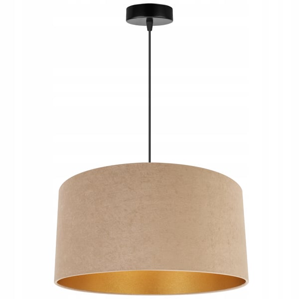 HÆNGENDE LAMPE LOFTSKRONE GYLDEN FLØJLSSKÆRM