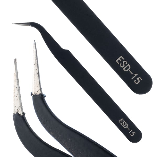 Set med 10 precisionspincetter i etui