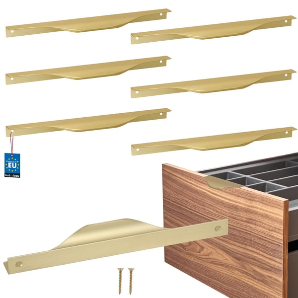 KOTARBAU Modern Edge møbelgreb aluminium mat guld 192/212 mm sæt 6 stk
