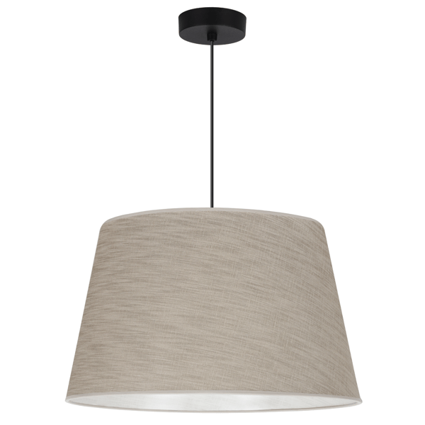 Hængelampe, linnedkegle, sort, 1 flad, beige lampeskærm L05 44cm