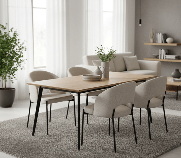 Polstret stol i sienastof, beige