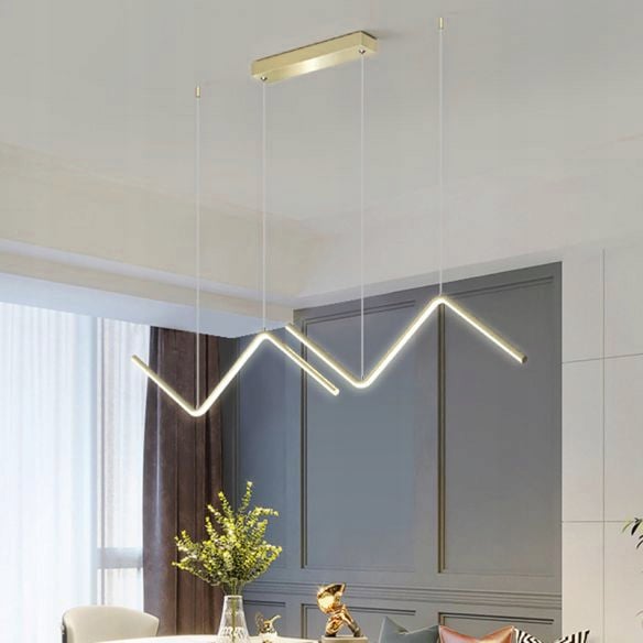 Zigzag-guld loftspendellampe med integreret LED, moderne, til køkkenø