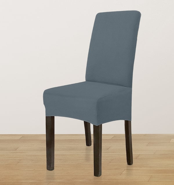 Tuolinpäällinen, paksu jacquard, tummanharmaa, koko L, korkea selkänoja 70 cm