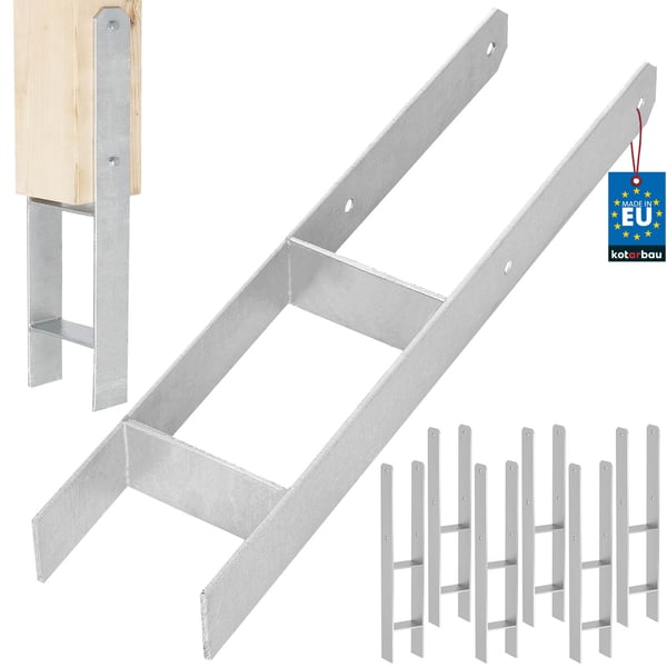 KOTARBAU H-pelarfod til vægmontering, galvaniseret stålankre 120 mm, 6-pak