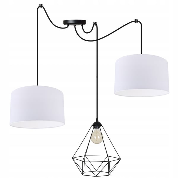 Lofthængende lampe med trådskærm og edderkop