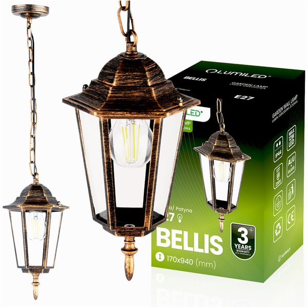 Riippuva ulkovalaistus E27 LYHTY Patina BELLIS LUMILED