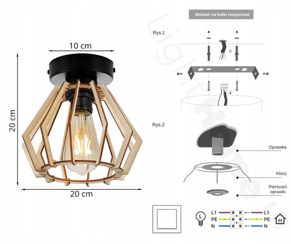 MODERN LED-TAKLAMPA I TRÄ