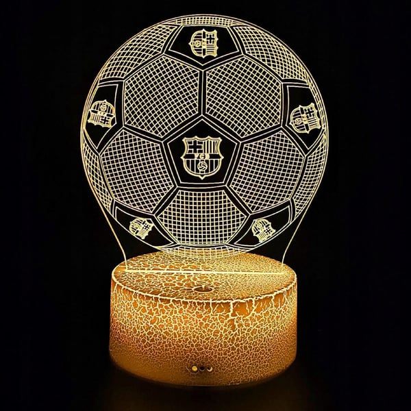 Nattbordslampa för barn FC Barcelonas fotbollsvapensköld 16 LED 3D + fjärrkontroll