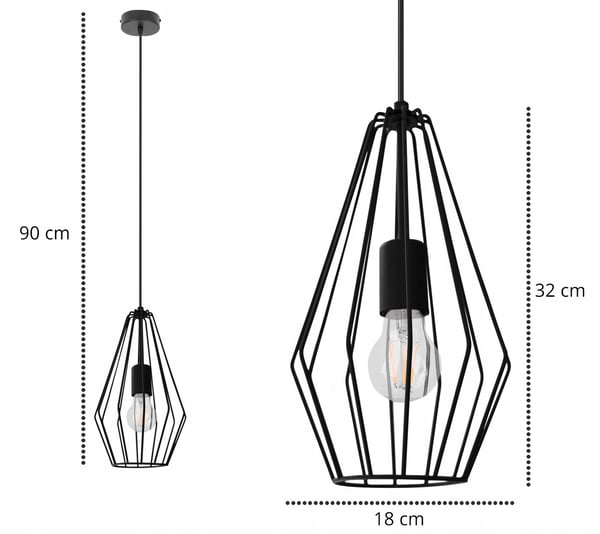 LOFTTAKLAMPA METALL E27-tråd