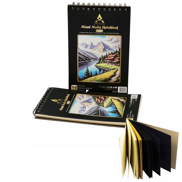 Artistiq spiralbind notesbog A5 50 ark 3-farver 120 g/m2
