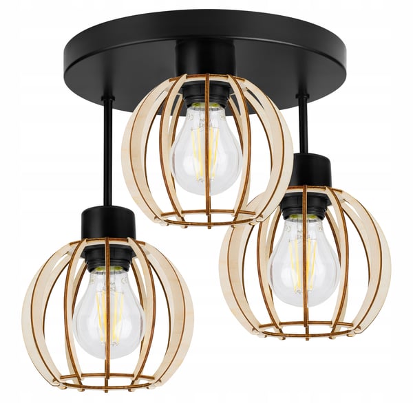 MODERN LED-TAKLAMPA I TRÄ