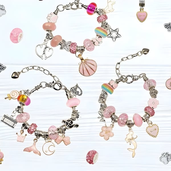 Smykkefremstillingssæt perler armbånd vedhæng charms gave