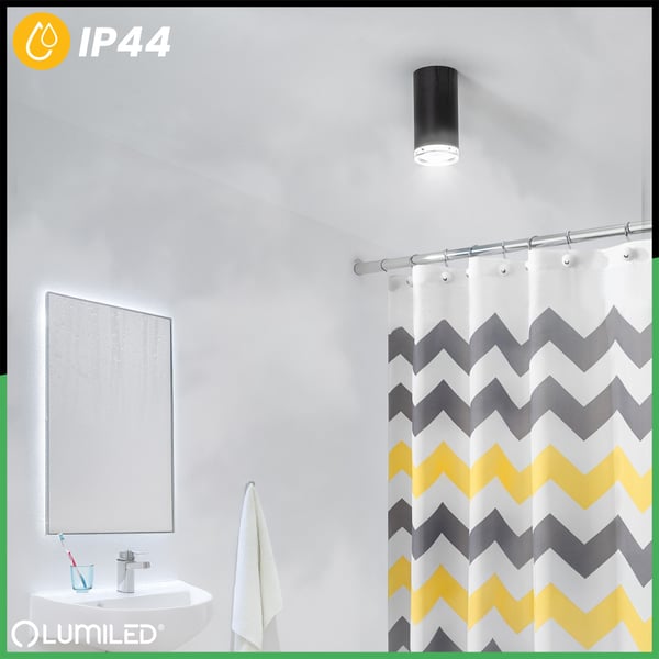 Taklampa spotreflektor LED armatur spot rör GU10 IP44 ADERO svart Lumiled