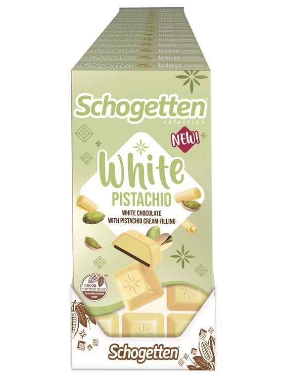 Schogetten White Pistachio -valkosuklaa pistaasipähkinän makulla 100 g