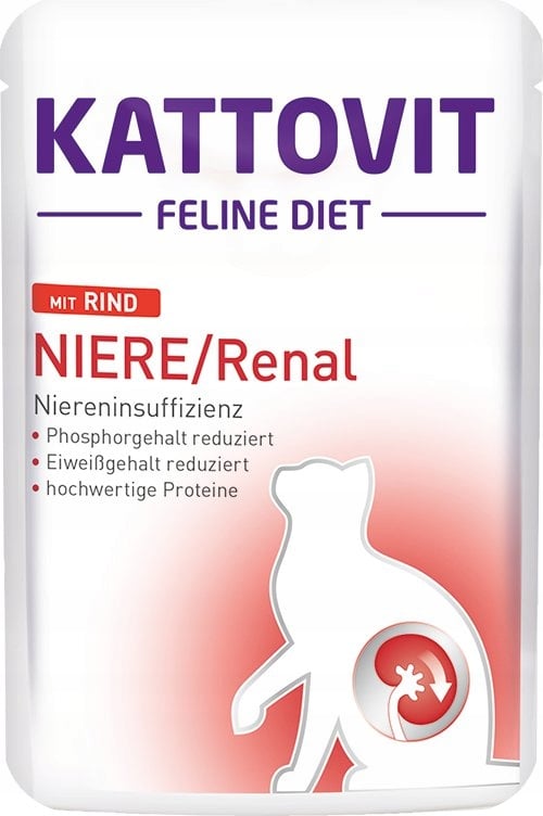 Kattovit Njure/Renal våtfoder för katt med nötkött 24x85g