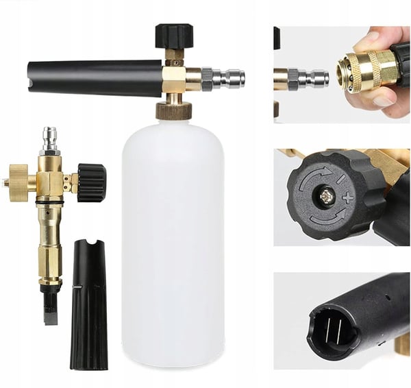 Rosfix Sæt med 5 hurtigkoblingsdyser til højtryksrensere (0°, 15°, 25°, 40°, 60°) + lanse til højtryksrensere 1/4" 34cm U-type + skumpistol