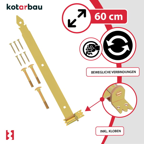 KOTARBAU® Gångjärn 600 mm guldförzinkat stål garagedörr paviljong