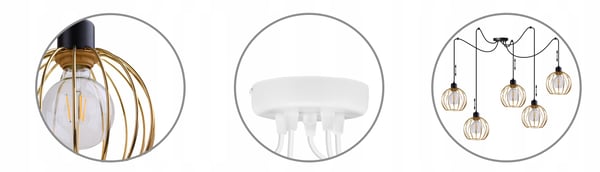 Lofthængende lampe med lysekrone i gylden edderkop-stil