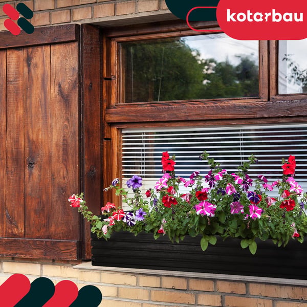 KOTARBAU® Træhavekasse til Terrasse med Indsats Sort 64 x 20 CM