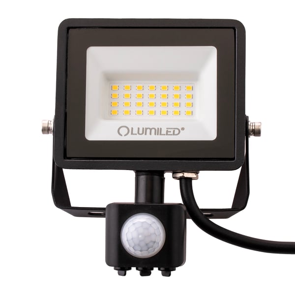 LED-valonheitin ZUNA2 20W 1800lm 6500K IP44 musta liiketunnistin LUMILED