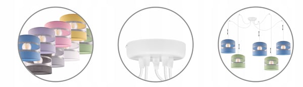 Lofthængende lampe med loftskrone og edderkopskærm