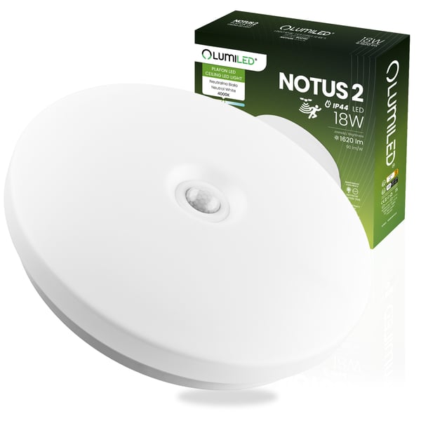 LED loftlampe overflademonteret 18W NOTUS 2 rund bevægelsessensor IP44 33 cm LUMILED