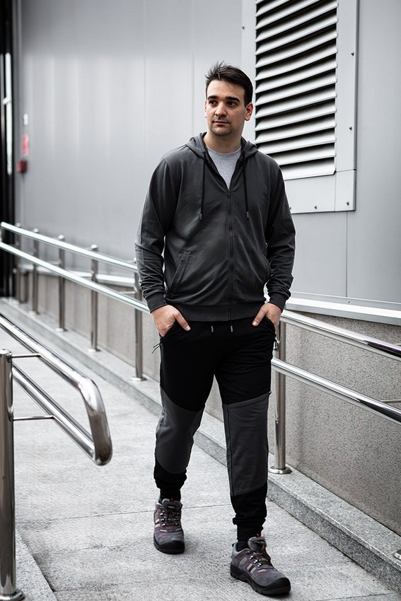 KOMFORT SWEATPANTS SORT OG GRÅ STØRRELSE XL - T N81-282-XL