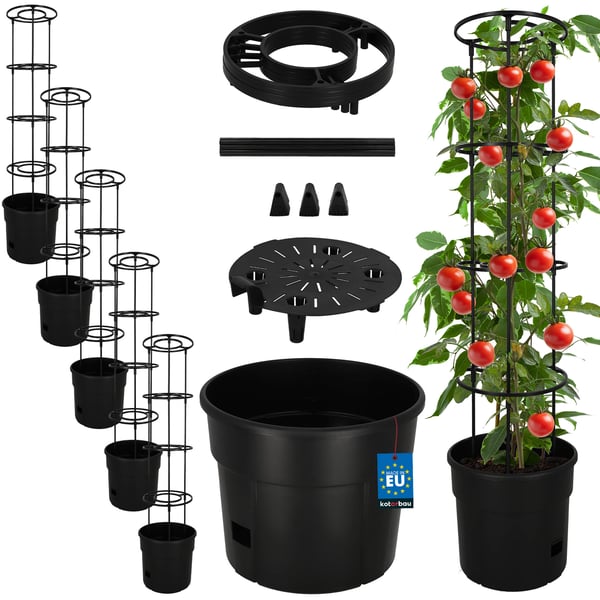 Kruka för tomatodling med stege för balkongen svart 30 cm 5-pack