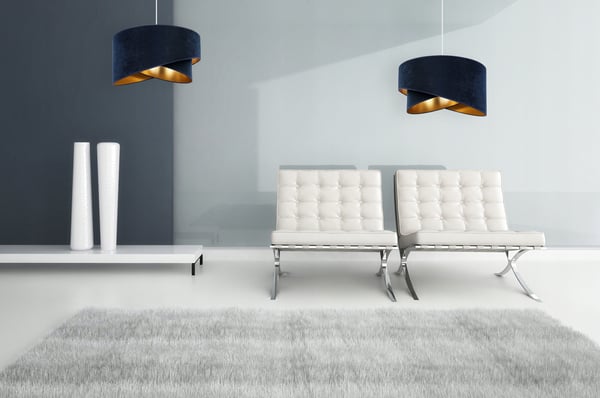 HÆNGENDE LAMPE LOFTSKRONE GYLDEN FLØJLSSKÆRM