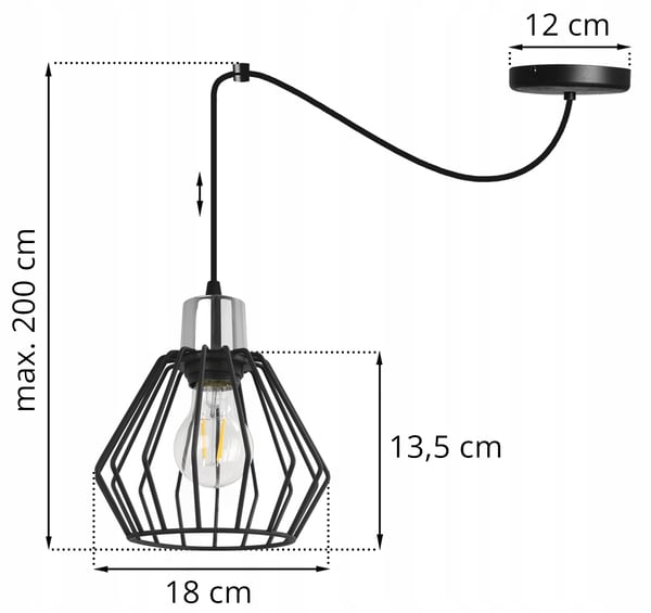 Hængelampe, loftslysekrone, trådskærm, LED