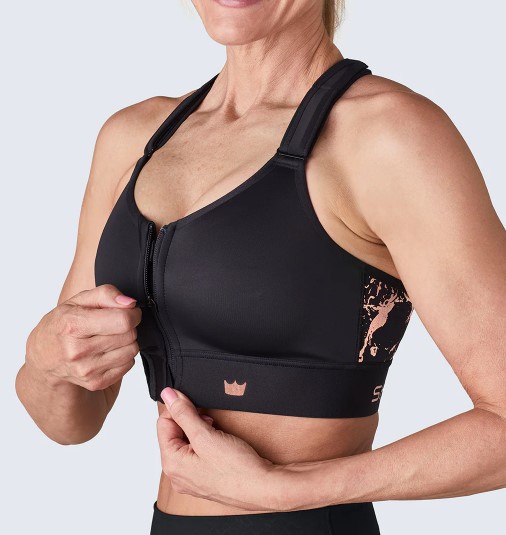 Shefit Sports-BH Sort Guld Medium Støtte Justerbar M