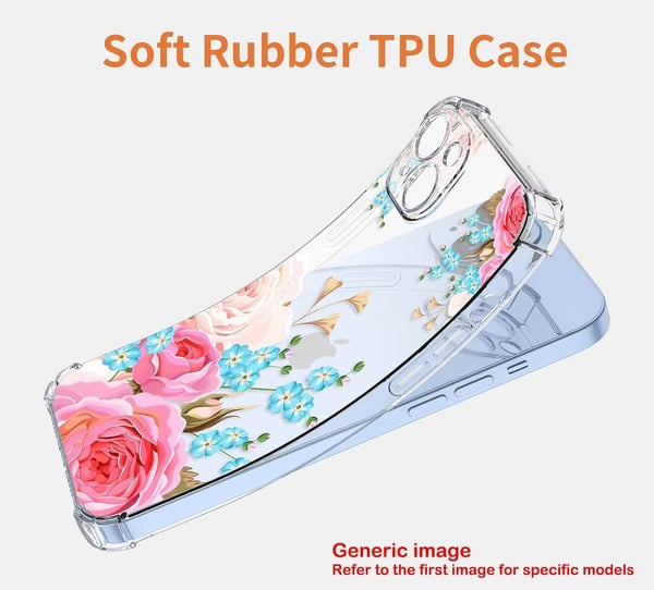 Silikone cover til Samsung Galaxy A04 - gennemsigtigt etui med blomster og pæoner