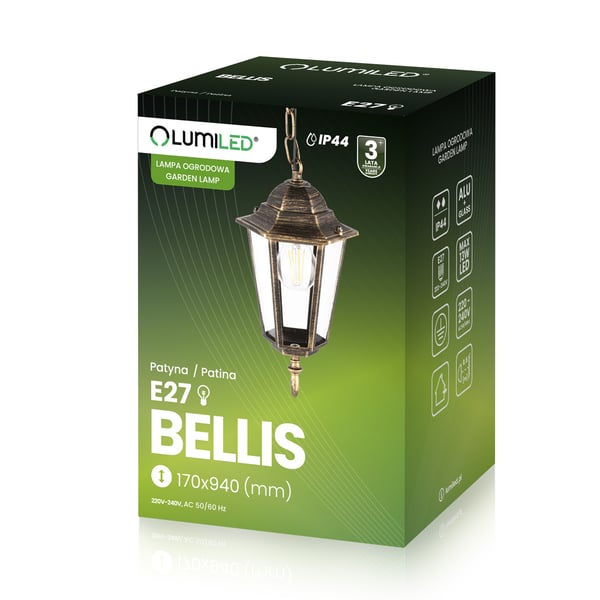 Riippuva ulkovalaistus E27 LYHTY Patina BELLIS LUMILED